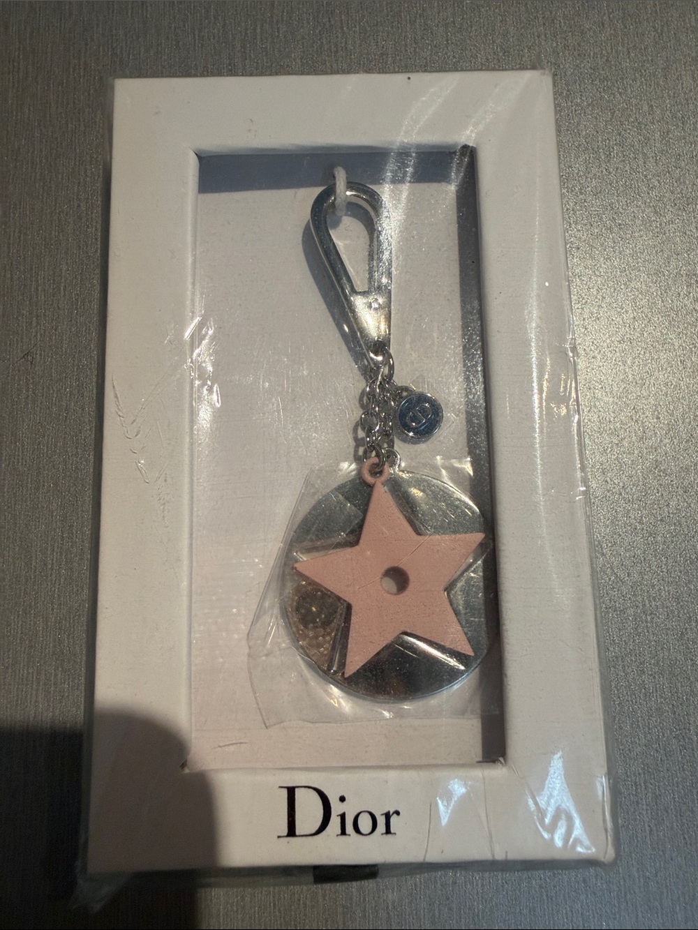 Dior Silver Keyring with Pale Pink Star Charm